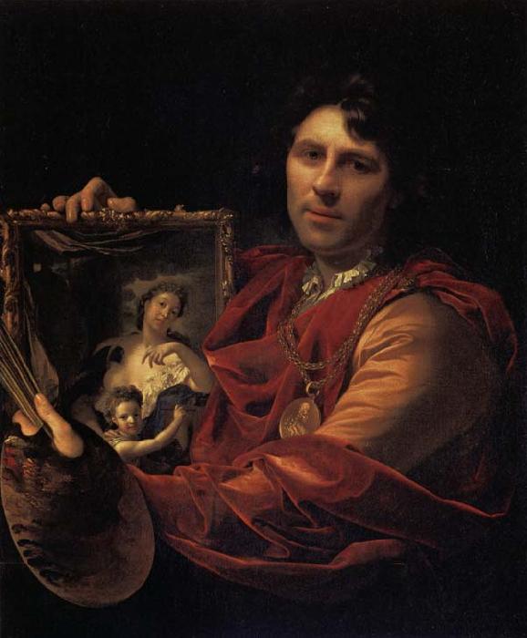 Adriaen van der werff Self-Portrait with a Portrait of his Wife,Margaretha van Rees,and their Daughter,Maria France oil painting art